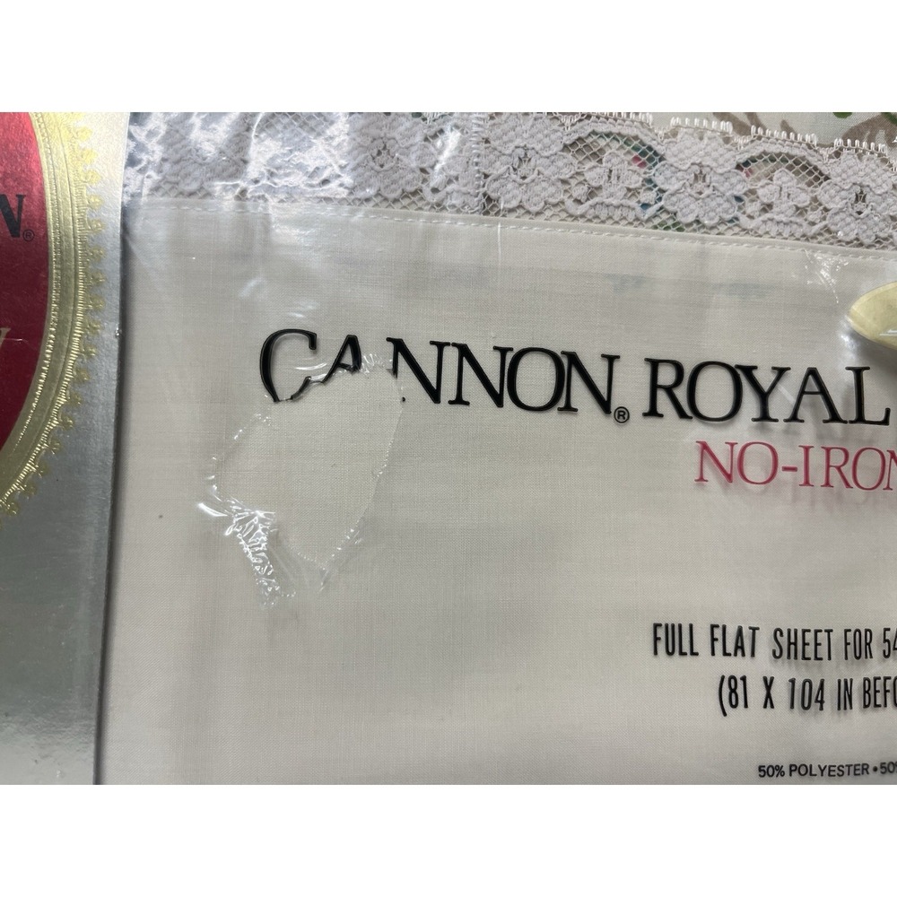 Vtg Cannon Royal Family Bed Set Charleston Filigree Double Flat, Fitted Pillows - Picture 11 of 15